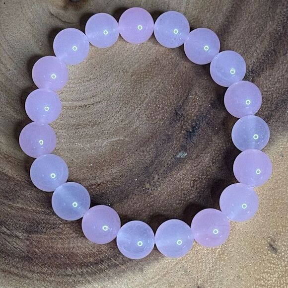 Rose quartz stretch bracelet large beads 10mm beaded 7” crystal healing - Picture 7 of 8